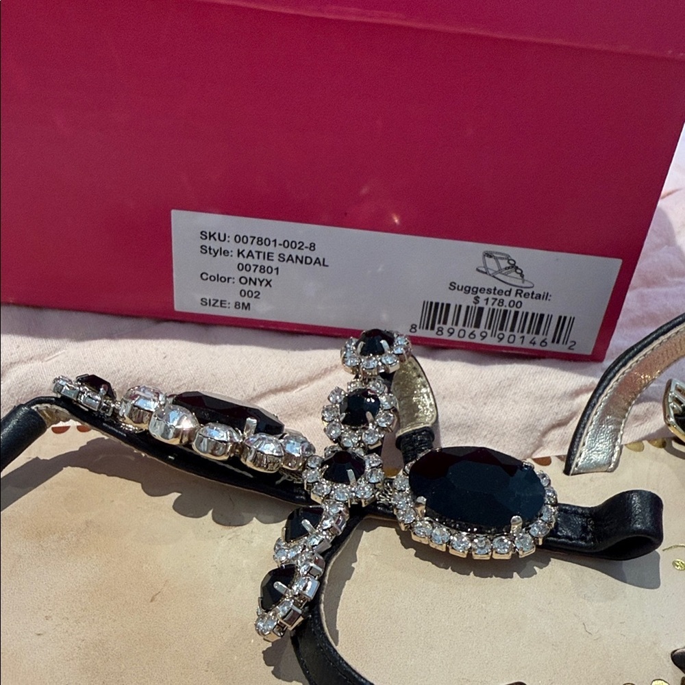🌴 Lilly Pulitzer Katie Sandals Black Crystal Embellishment XL w box Fantastic!! - Picture 4 of 8